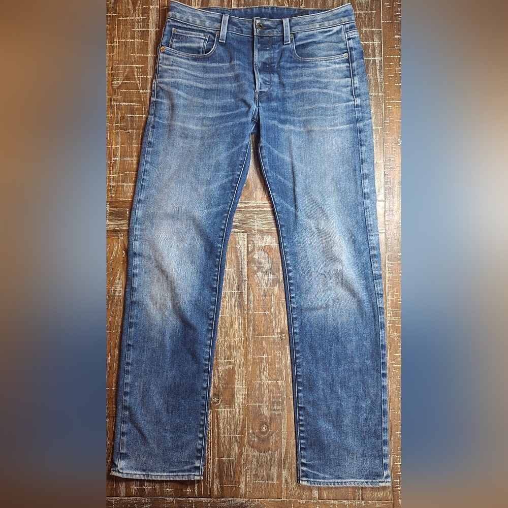 G-Star Raw Mens 3301 Straight Fit‎ Jeans 33x31(31x34 Tag) Button Fly Denim Logo
